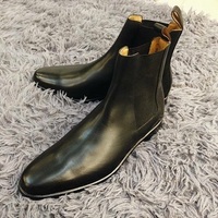 Handmade Classic Mens Black Leather Chelsea boots, Men Casual Leather ankle boot - Thumbnail 4
