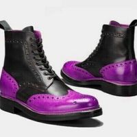 Comfort Kicks Purple Heart Wingtip Black High Ankle Pure Leather Formal Boots - Thumbnail 4