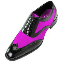 Splendid Pair Shocking Pink & Black Wingtip Oxford Genuine Leather Party Shoes - Thumbnail 4