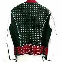 MultiColor Unique Design Full Studded Biker Leather Jacket, men leather jacket - Thumbnail 1