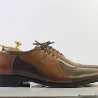 Handmade Brown Stylish Lace Up Leather Shoes For Men's - Thumbnail 2