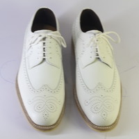 Handmade White Wing Tip Brogue Stylish Lace Up Leather Shoes For Men's - Thumbnail 2