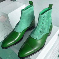 Royal Apple Crusoe Green Cap Toe Upper Suede Leather High Ankle Formal Boots - Thumbnail 4