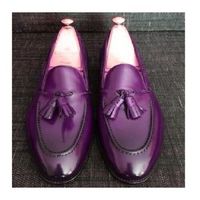 Comfort Corner Jazz-Berry Jam Purple Apron Toe Tassel Loafer Real Leather Shoes - Thumbnail 1