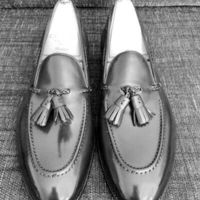 Perfect Tassel Loafer Apron Toe In Black Color Royal Leather Men's Party Shoes - Thumbnail 4