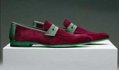 Customize Royal Falu Red Moc Toe Loafer Original Suede Leather Men's Party Shoes