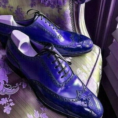 Egyptian blue full brogue oxford premium quality leather business shoes for men