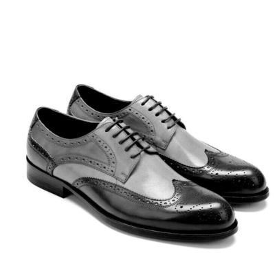 Sleek blucher full brogue wingtip genuine leather men's party shoes