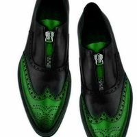 Good Looking Black & Forest Green Zipper Wingtip Premium Leather Men's Shoes - Thumbnail 4