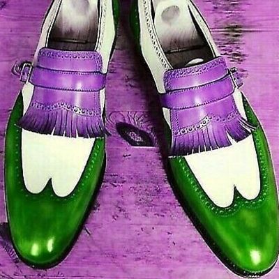 Rockers-style comedian multi-color fringes loafer pure leather luxury shoes