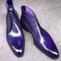 Rockers-Style Persian Indigo Shaded Toe Chukka Quality Leather Boots For Men - Thumbnail 1