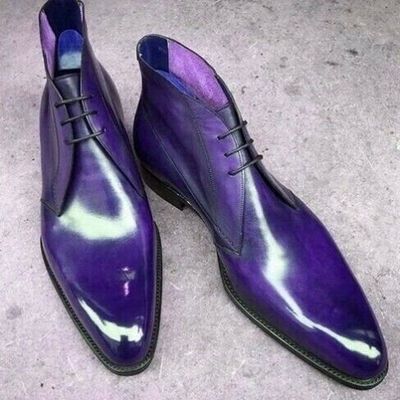 Rockers-style persian indigo shaded toe chukka quality leather boots for men - Thumbnail 5