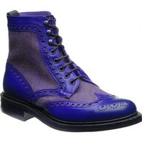 Customize Mid-Night Blue High Ankle Medallion Wingtip Pure Leather Men's Boots - Thumbnail 4