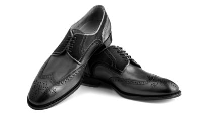 Professional Black Color Medallion Wingtip Blucher Premium Leather Dress Shoes