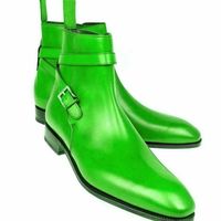 Strong Footing Parrot Green Round Strap High Ankle Real Leather Jodhpur Boots - Thumbnail 1