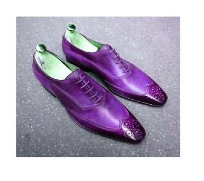 Duke Persian Indigo Full Brogue Lace Up Oxford Original Leather Party Shoes