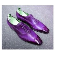 Duke Persian Indigo Full Brogue Lace Up Oxford Original Leather Party Shoes - Thumbnail 1