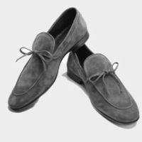 Moccasin Original Suede Leather With Moc Toe Formal Wedding Shoes Made By Hand - Thumbnail 3