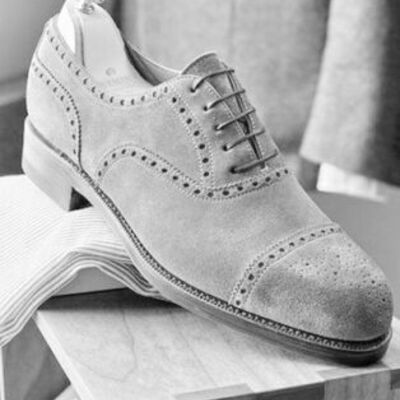 Customize oxford cap toe lace up closure original suede leather formal shoes