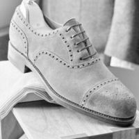 Customize Oxford Cap Toe Lace Up Closure Original Suede Leather Formal Shoes - Thumbnail 1