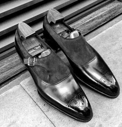Professional Monk Strap Medallion Toe Suede Leather upper Throat Line Men's Shoe