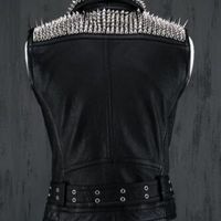 Men Silver Studded Leather VEST Brando Biker Black Stud Party Wear Winter Summer - Thumbnail 1