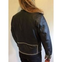 Men's Studded Leather Motorcycle Jacket Black Studs Spikes Rock Style - Thumbnail 1