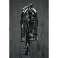 Handmade Men Black Punk Silver Long Spiked Studded Leather Jacket - Thumbnail 2