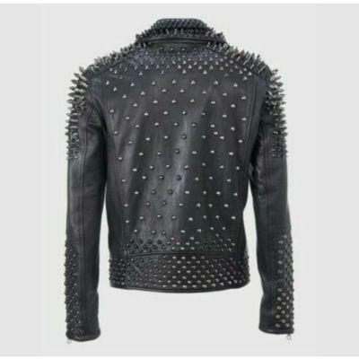 Men make to order rock punk studded jacket, moto biker jacket