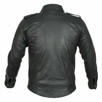 MEN POLICE MILITARY STYLE SHIRT BLACK REAL LEATHER FULL SLEEVES - Thumbnail 1