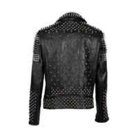 New Men's Full Black Real Leather Spiked Studded Unique Punk Leather Jacket - Thumbnail 1