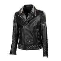 New Men's Full Black Real Leather Spiked Studded Unique Punk Leather Jacket - Thumbnail 4