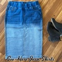 CLASSIC COMFORT BLUE BLUSH MID LENGTH DENIM SKIRT-1