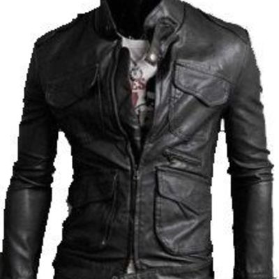 Men's biker leather jacket, slim fit leather jacket mens, leather jacket mens - Thumbnail 5
