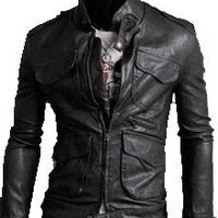 MEN'S BIKER LEATHER JACKET, SLIM FIT LEATHER JACKET MENS, LEATHER JACKET MENS - Thumbnail 4