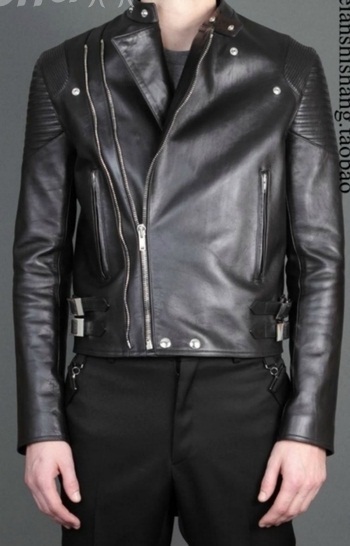 MENS MOTORCYCLE LEATHER JACKET, BLACK BIKER JACKET