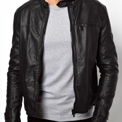 Men's biker leather jacket, black leather jacket mens