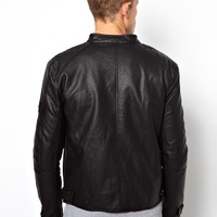 MEN'S BIKER LEATHER JACKET, BLACK LEATHER JACKET MENS - Thumbnail 3