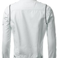 WOMENS BIKER JACKET, WHITE COLOR MOTORCYCLE JACKET, WOMEN BIKER JACKET - Thumbnail 3