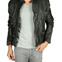 MENS BIKER LEATHER JACKET, LEATHER JACKET MEN'S - Thumbnail 4