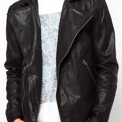 Men's biker leather jacket, black leather jacket mens