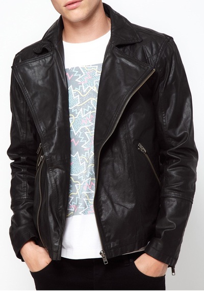 MEN'S BIKER LEATHER JACKET, BLACK LEATHER JACKET MENS