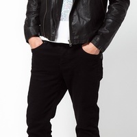 MEN'S BIKER LEATHER JACKET, BLACK LEATHER JACKET MENS - Thumbnail 2