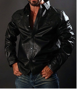 Long Sleeve Leather Shirt, mens shirt in real leather