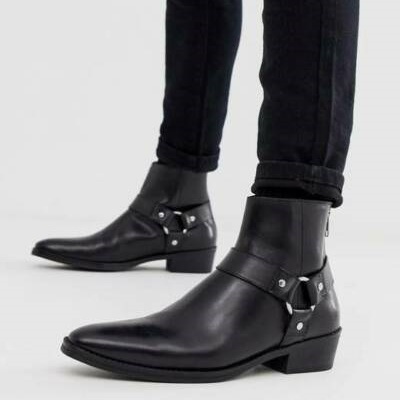Handmade mens rock punk style leather ankle boots, men fashion zipper ankle boot - Thumbnail 4