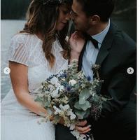 Simple Wedding Dresses Mermaid Crew Neck Cap Sleeve Lace Boho Wedding Dress  - Thumbnail 2