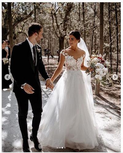 Simple Garden Wedding Dresses Lace AppliquesBoho Wedding Dress 