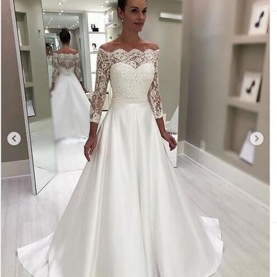 Simple wedding dresses off the shoulder ball gown lace boho wedding dress 