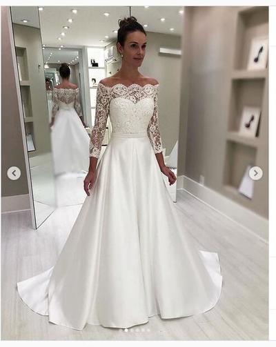 Simple Wedding Dresses Off the Shoulder Ball Gown Lace Boho Wedding Dress 