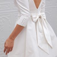 Simple Short Beach Bohemia Wedding Dresses Short Sleeve Mini Boho Wedding Dress  - Thumbnail 1